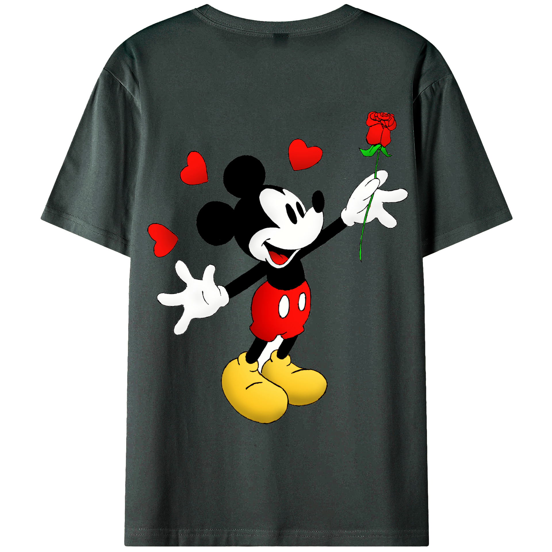 ミッキーマウス Mickey Mouse 綿100％ メンズ半袖Tシャツ（バックプリント） 通気性